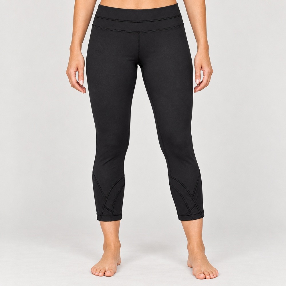 Lululemon Black Cropped Leggings Size 8 Athletic Yoga Pants with Back Pocket